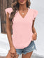 Women Textured V-Neck Cap Sleeve Blouse nicholesgifts
