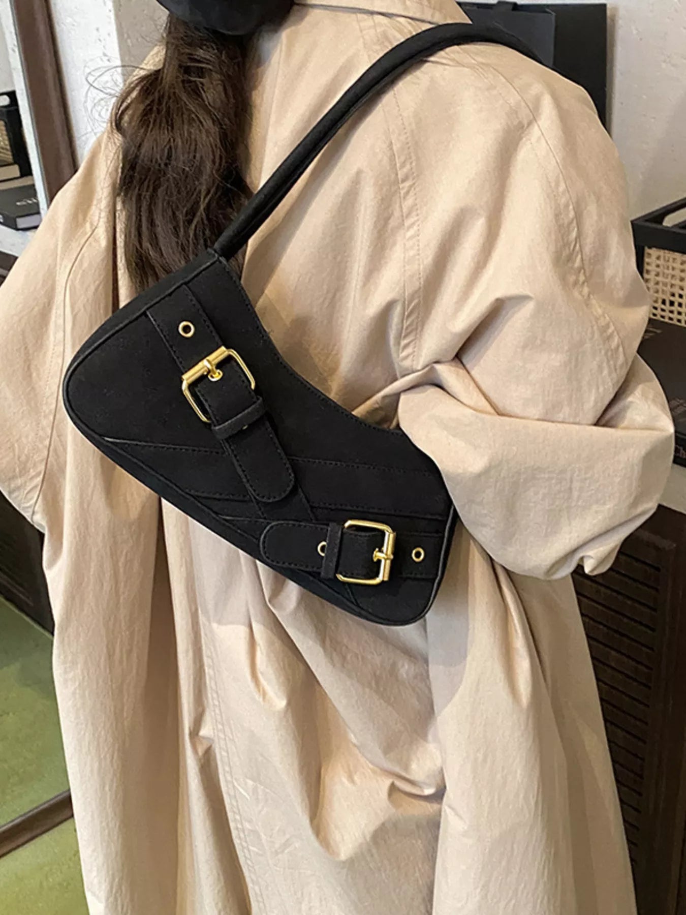 Buckle Decor Shoulder Bag nicholesgifts