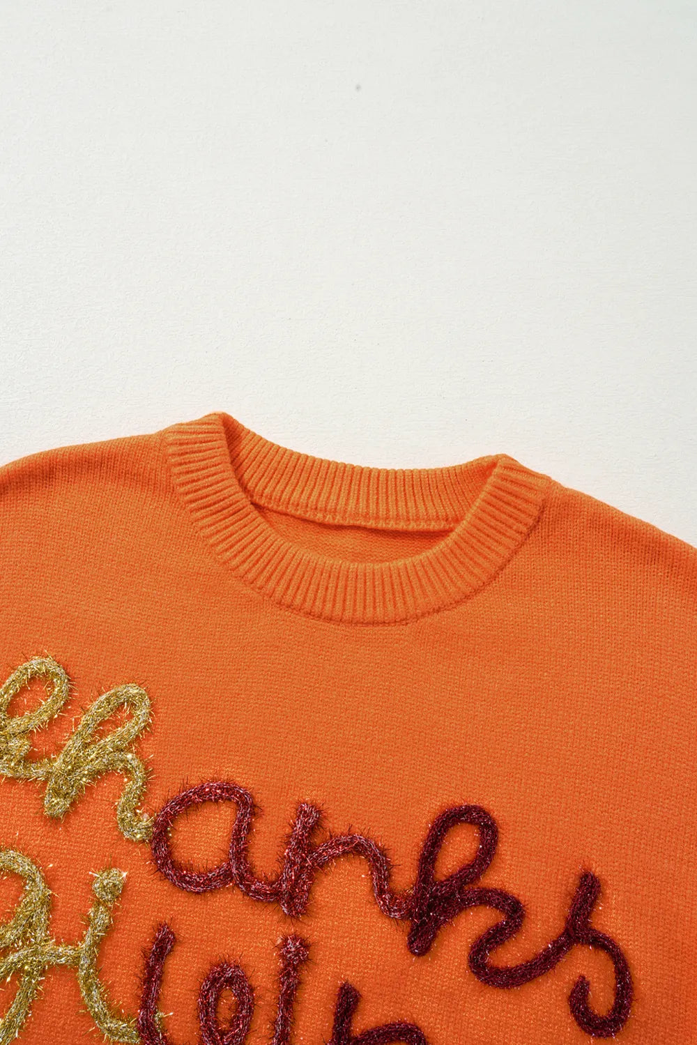 THANKSGIVING Round Neck Dropped Shoulder Sweater Trendsi