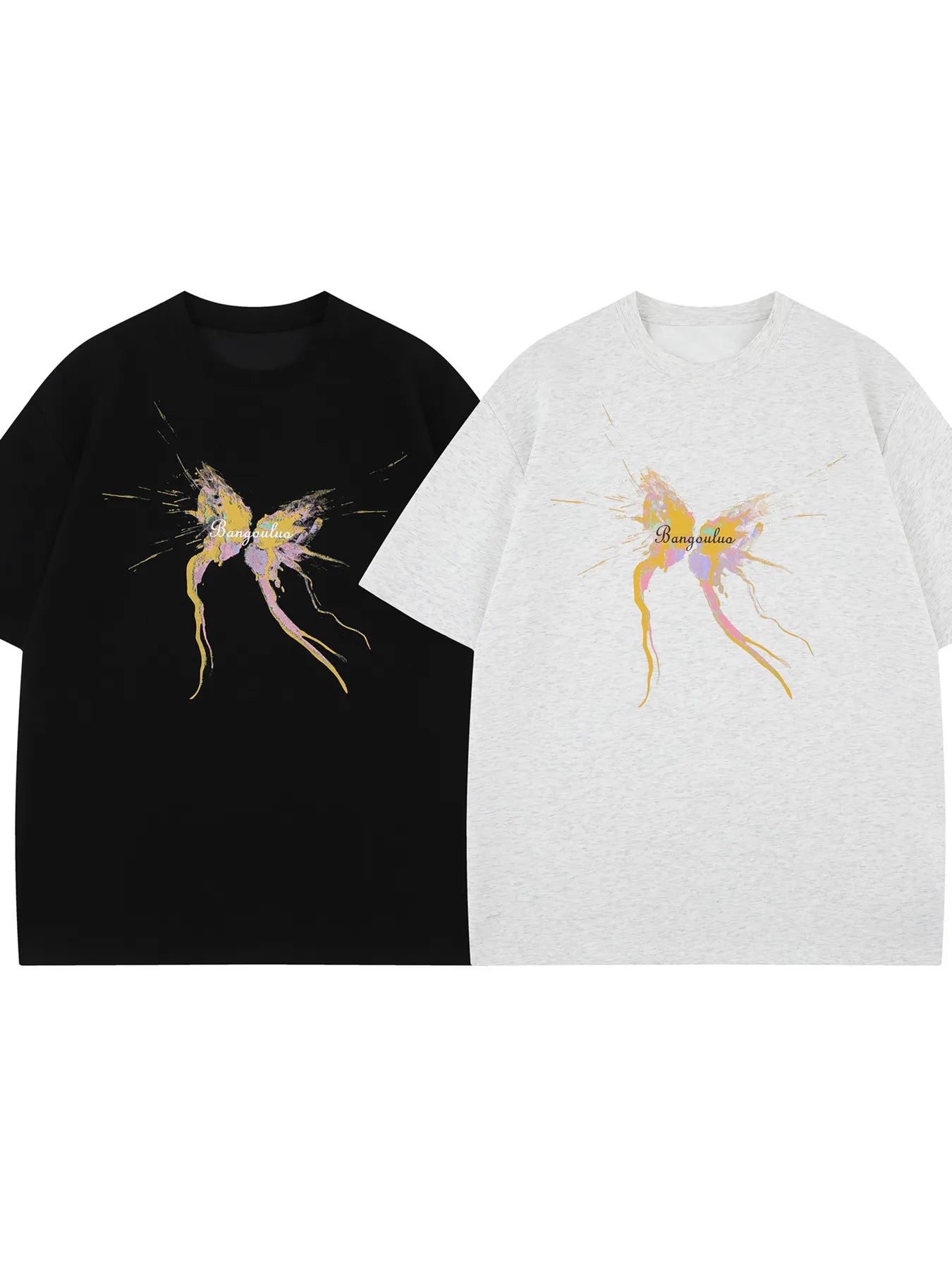 Men's Butterfly Splash Art Round Neck T-Shirt Trendsi