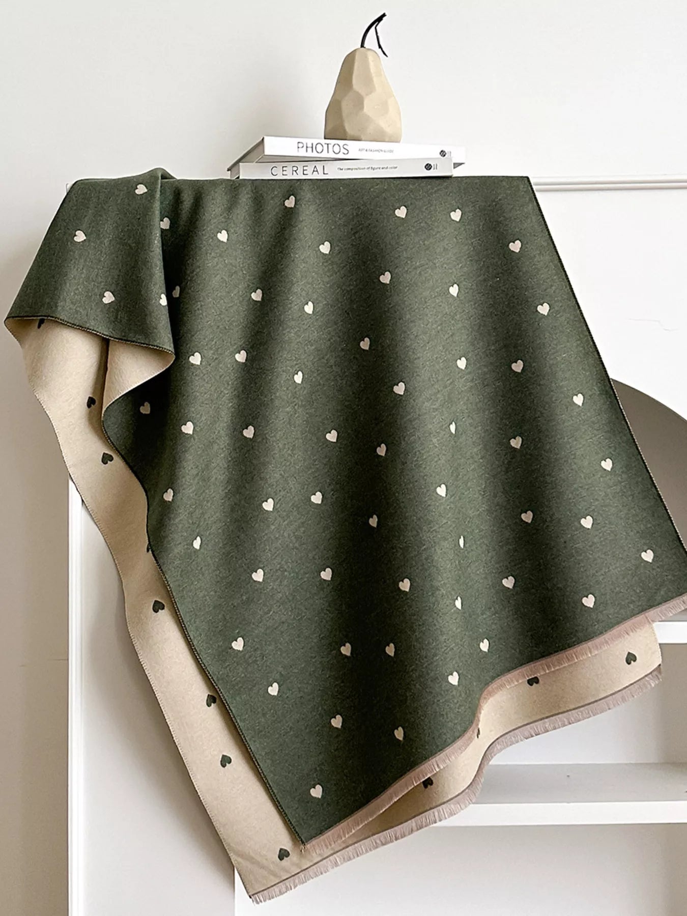 Women Heart Raw Hem Scarf For Valentine's Day Gift nicholesgifts