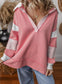 Color Block Striped Johnny Collar Sweatshirt nicholesgifts