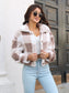 Women Plaid Dropped Shoulder Buttoned Jacket nicholesgifts