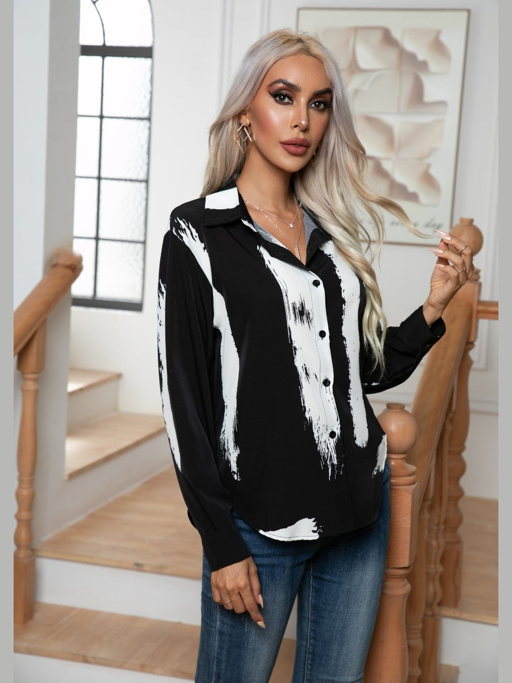 Tie-Dye Collared Neck Buttoned Shirt NicholesGifts