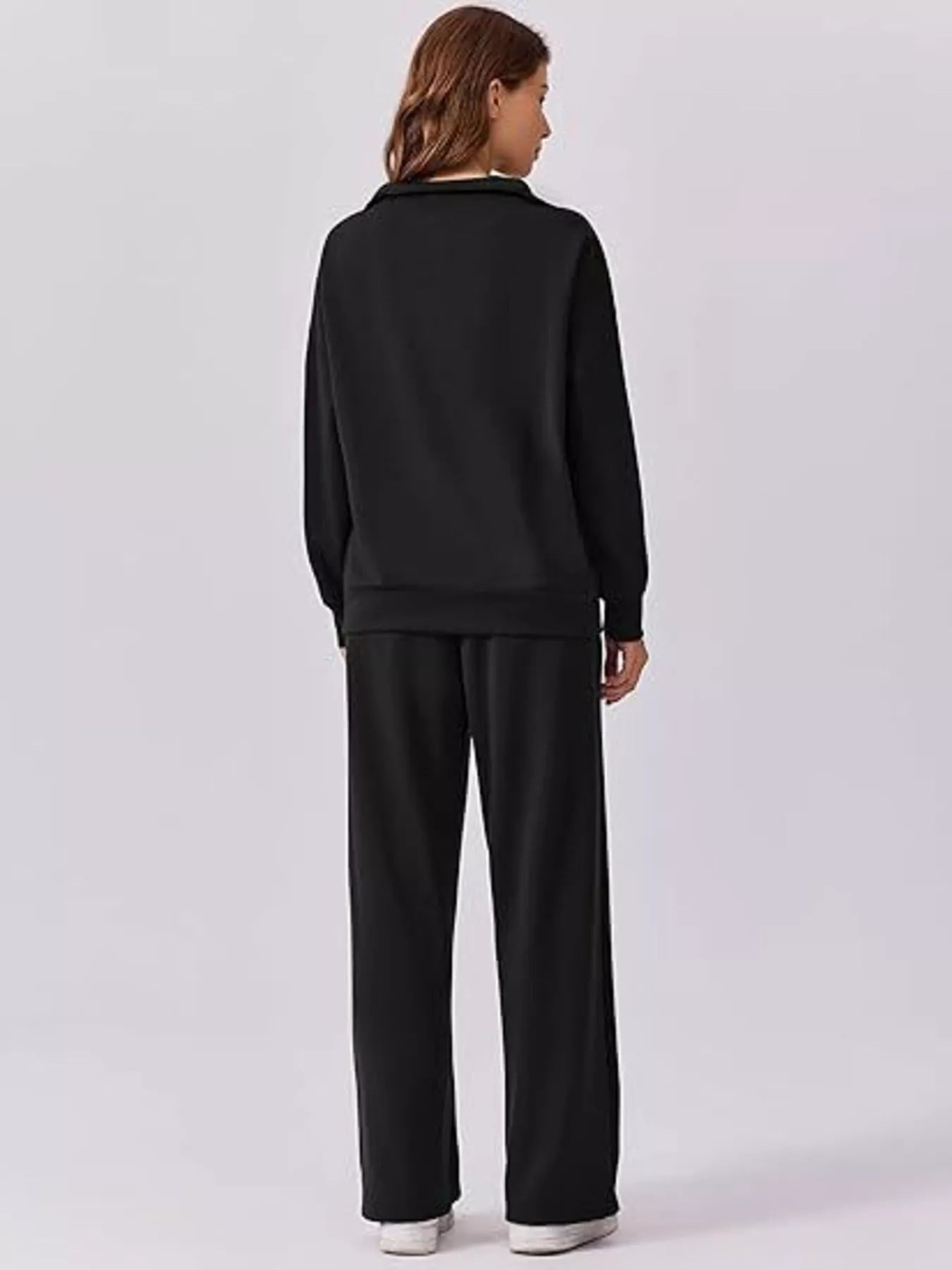Relaxed Fit Quarter-Zip Top and Pants Set nicholesgifts