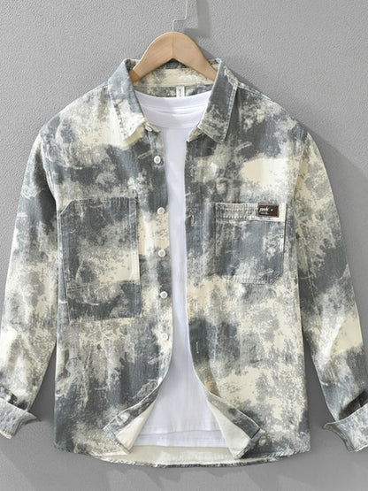 Men's Plus Size Abstract Print Long Sleeve Casual Shirt nicholesgifts