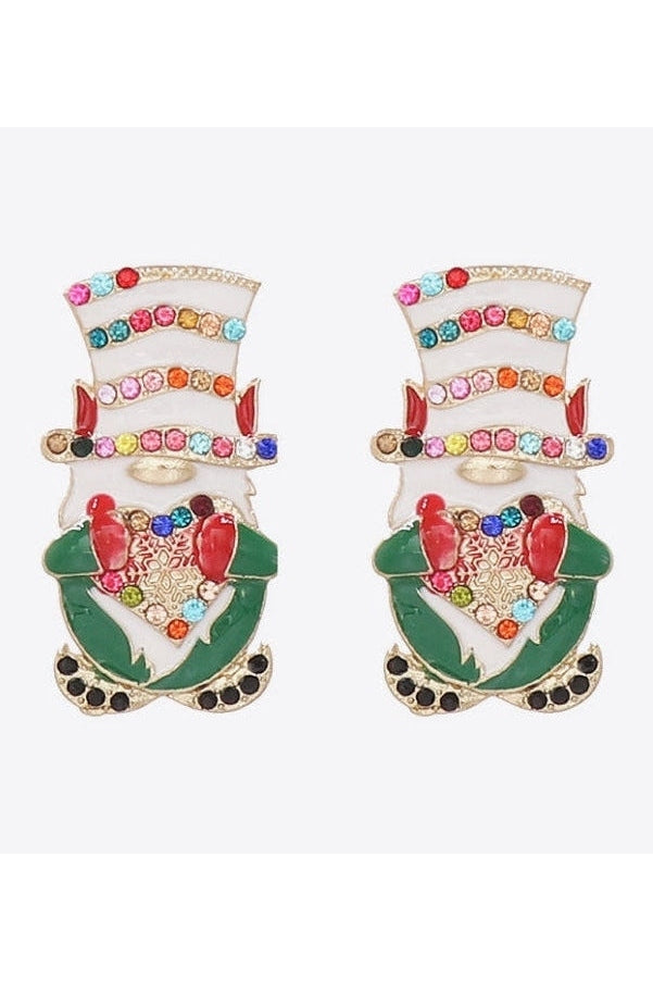 Rhinestone Alloy Santa Earrings nicholesgifts
