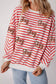 Stripe Sequined Joy Pattern Patchwork Sleeve Round Neck Sweatshirt nicholesgifts