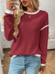Ribbed Contrast Trim Long Sleeve Top nicholesgifts
