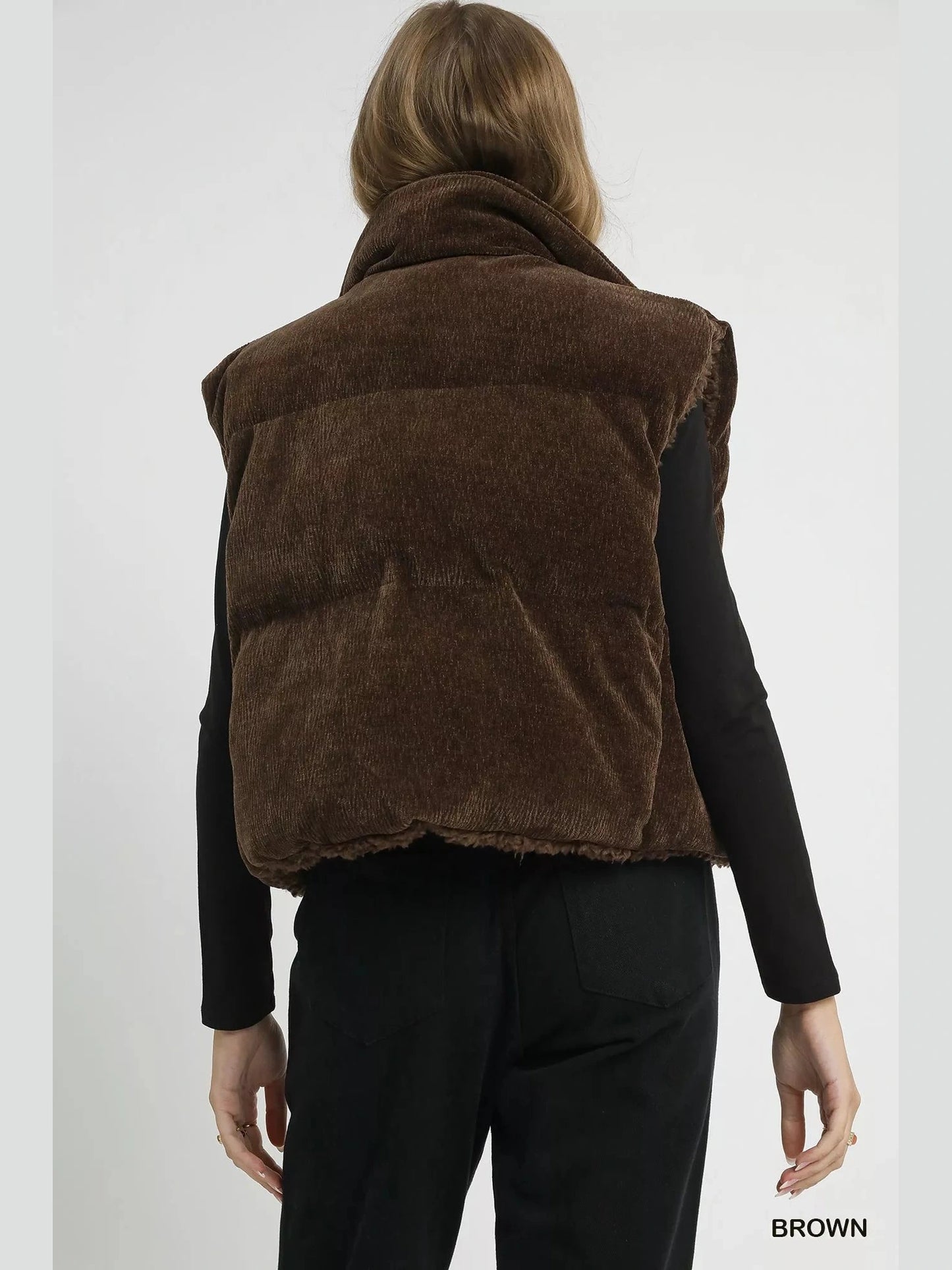 Umgee Sherpa-Lined Zip Vest with Drawstring Hem nicholesgifts