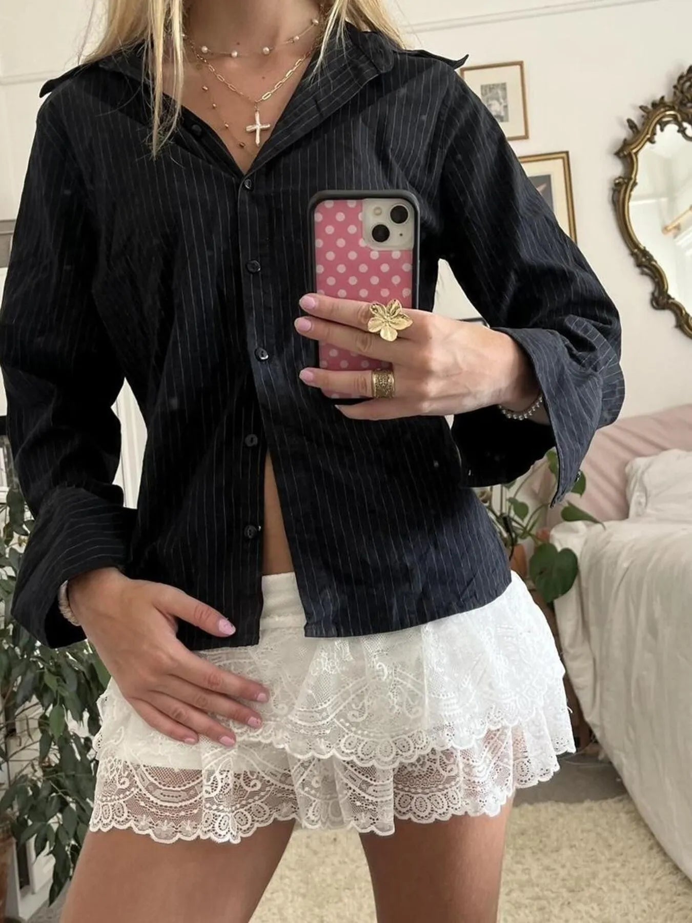 Printed Button-Down Long Sleeve Shirt NicholesGifts