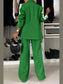 Full Size Contrast Lapel Collar Top and Pants Set nicholesgifts