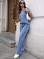 Ribbed Round Neck Top and Pants Set nicholesgifts