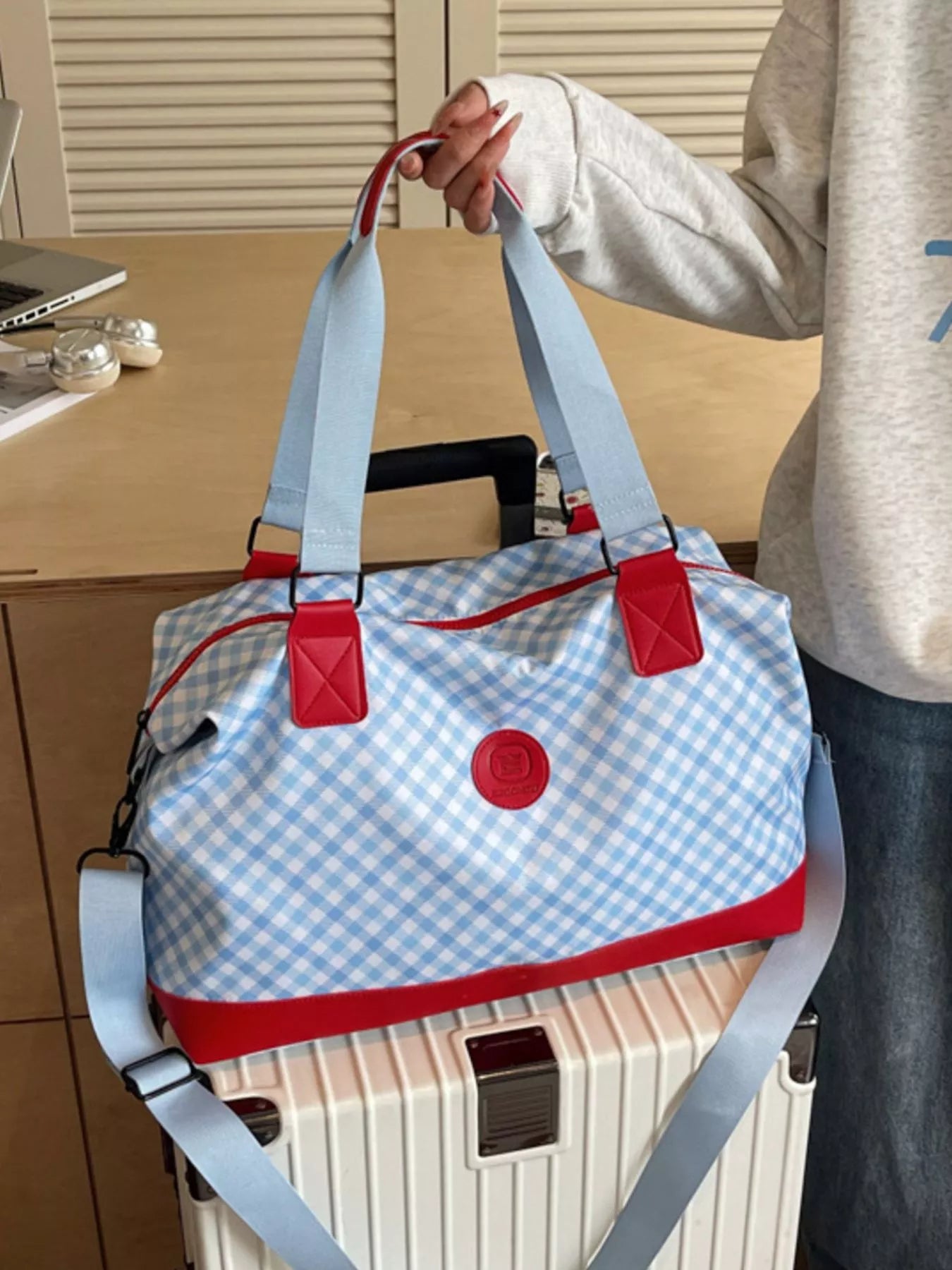 Checkered Pattern Travel Bag Trendsi