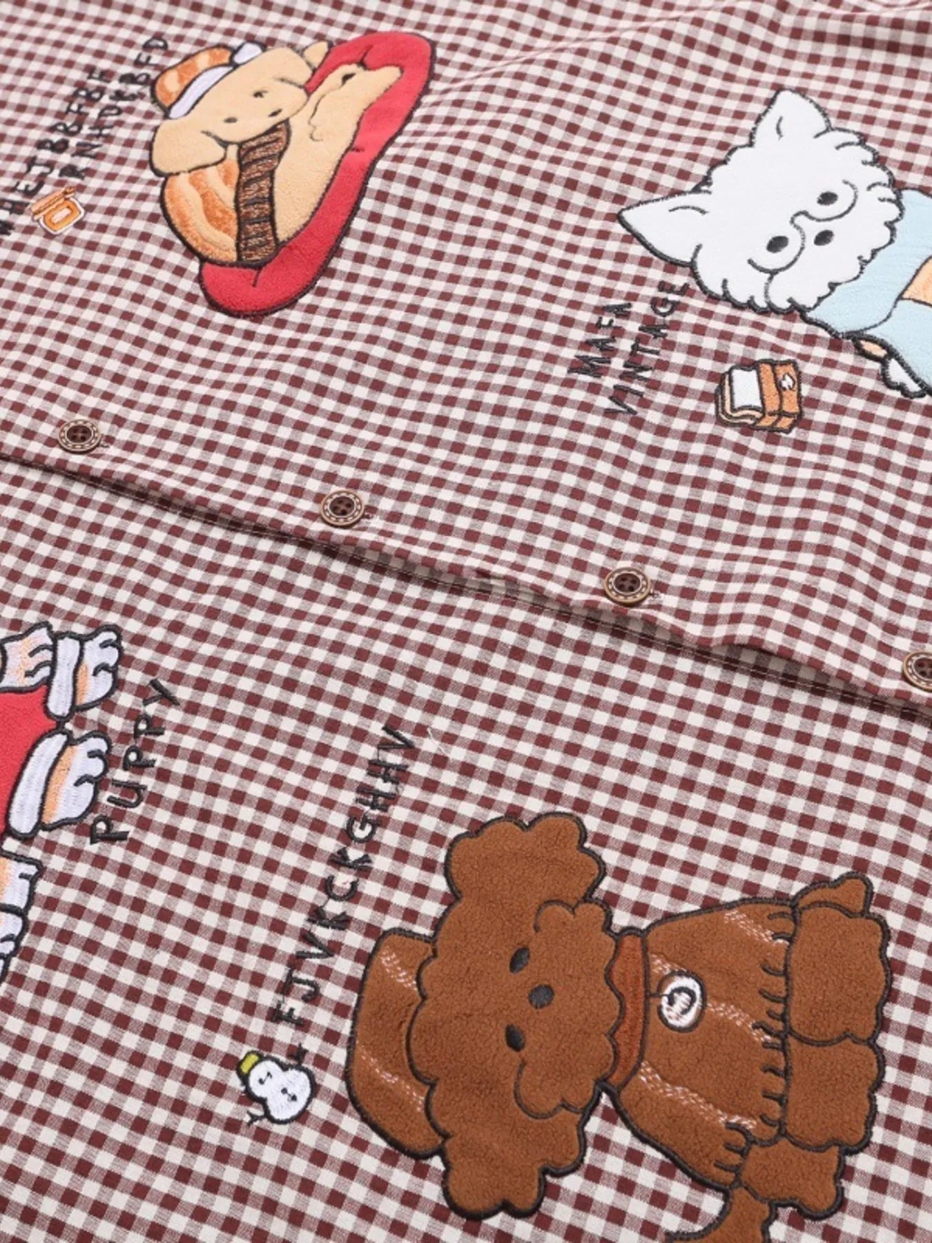 Men's Dog Patches Gingham Check Shirt NicholesGifts