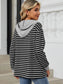 Women Drawstring Striped Long Sleeve Hoodie nicholesgifts