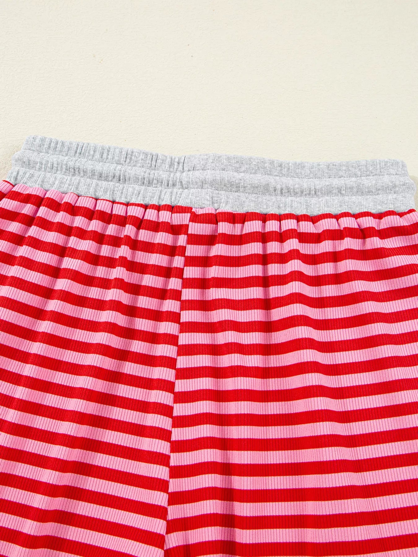 Stripe Drop Shoulder Baggy Top and Shorts Casual Set Trendsi