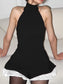 Halter Neck Ruffled Hem Romper nicholesgifts