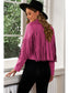 Fringe Trim Lapel Collar Cropped Blazer nicholesgifts