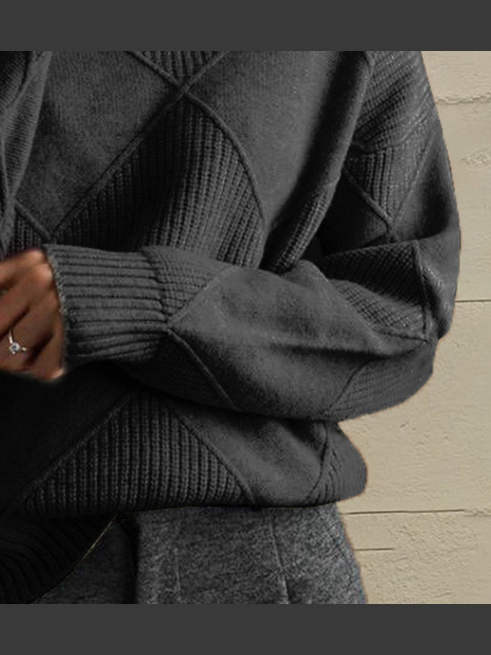 Geometric Turtleneck Long Sleeve Sweater nicholesgifts