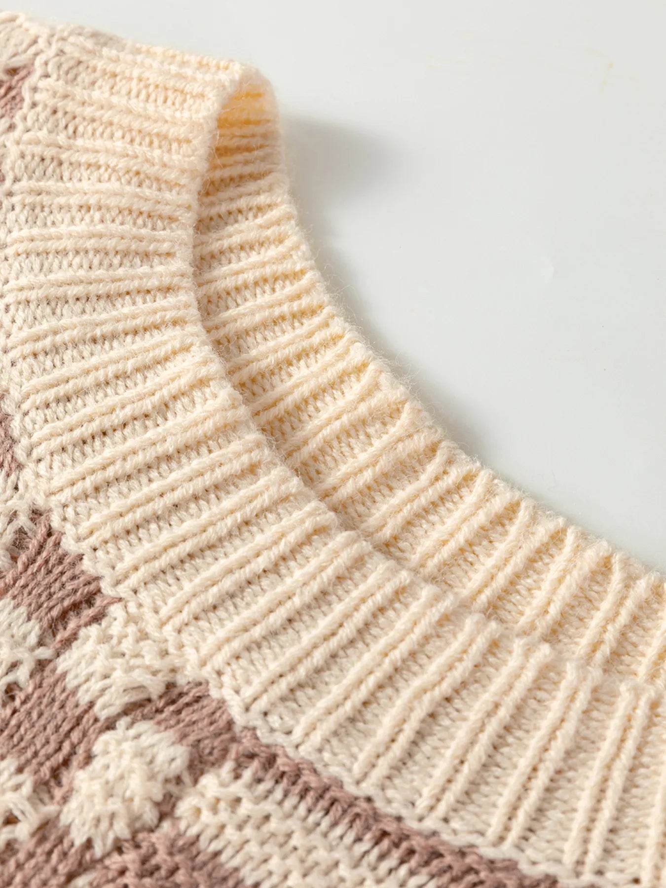 Stripe Checkerboard Drop Shoulder Balloon Sleeve Sweater Trendsi