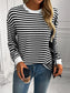 Women Ivy Lane Striped Round Neck Long Sleeve Sweatshirt nicholesgifts
