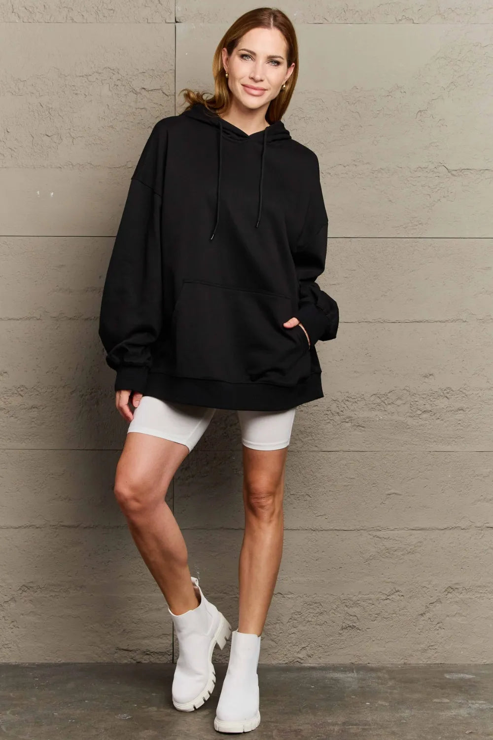 Full Size Drawstring Long Sleeve Hoodie Trendsi