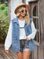 Button Front Sleeveless Denim Jacket nicholesgifts