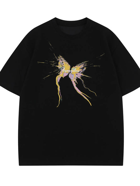 Men's Butterfly Splash Art Round Neck T-Shirt Trendsi