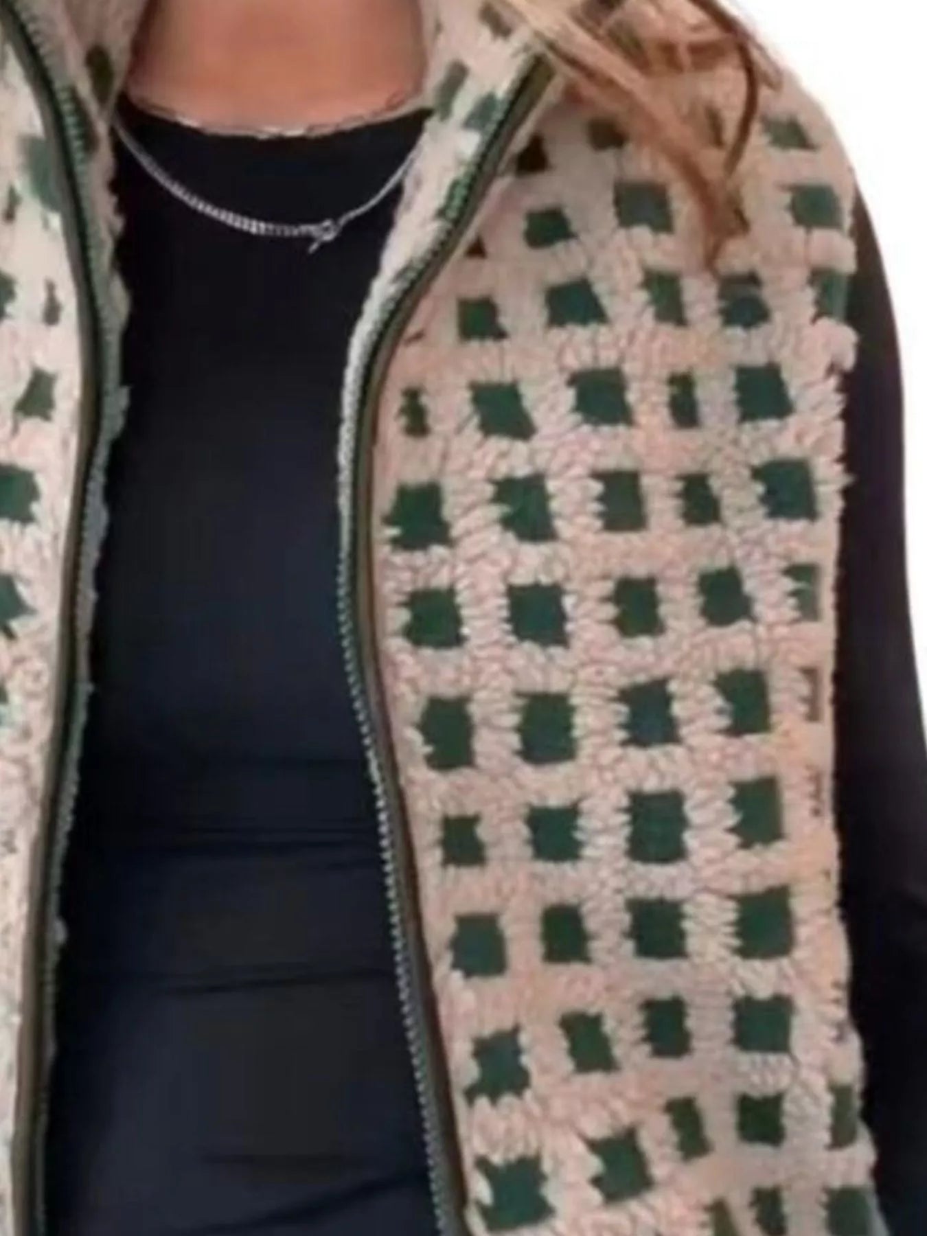Plaid Zip Up Vest Coat nicholesgifts
