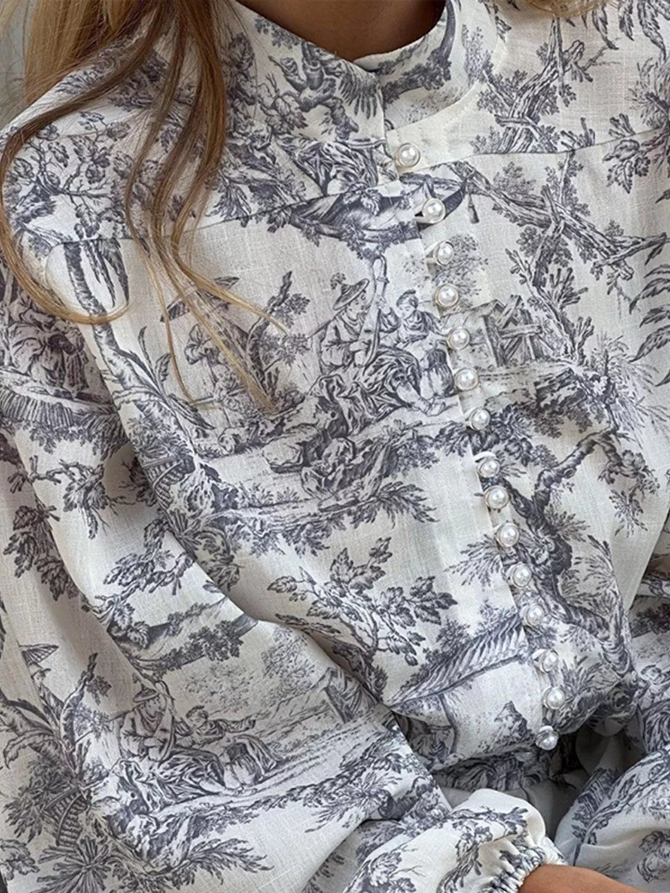 Women Printed Balloon Sleeve Tie Waist Dress