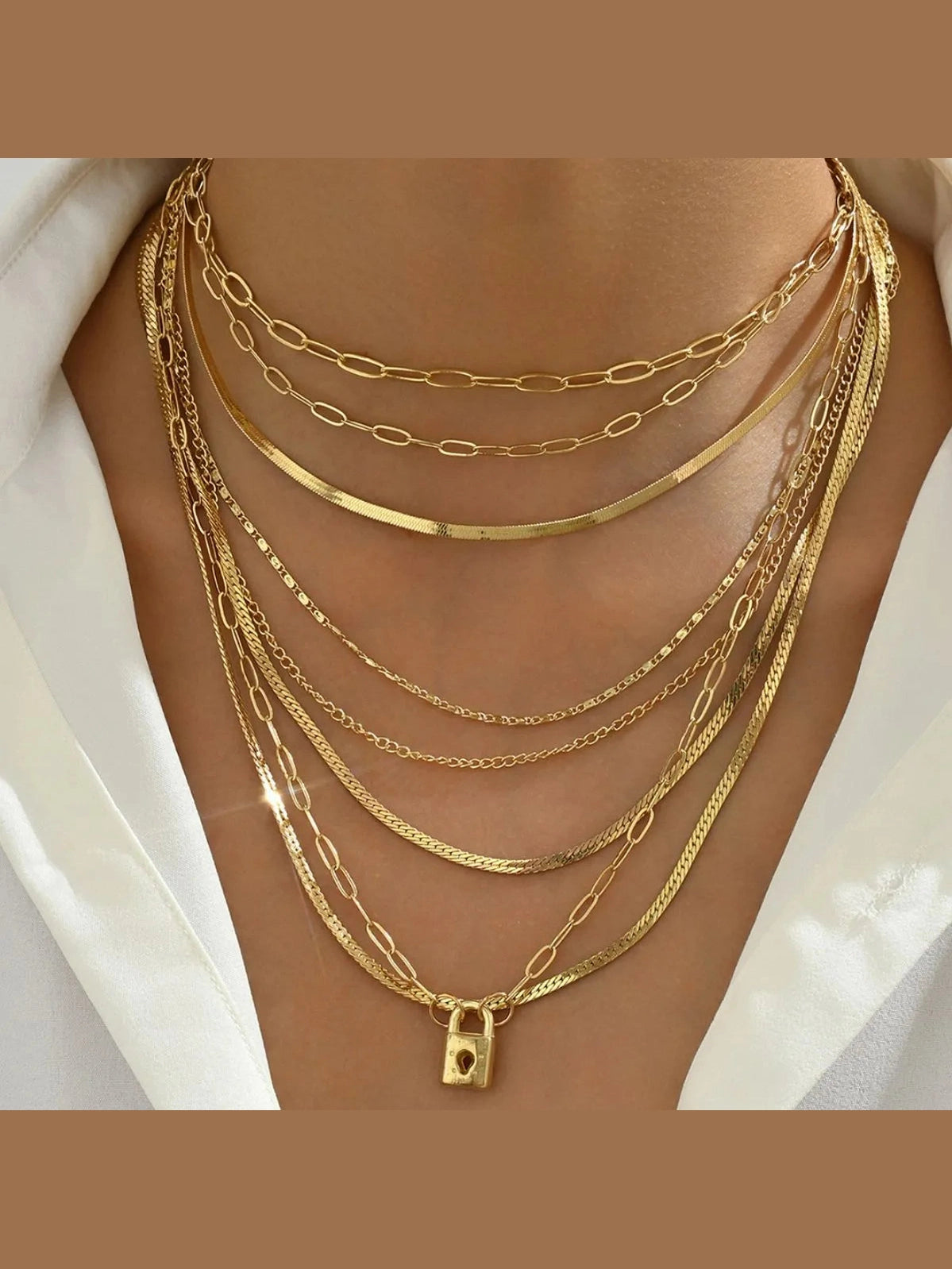 Women 18K Gold-Plated Stainless Steel Multi-Layer Necklace