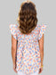 Ruffled Printed Notched Cap Sleeve Blouse nicholesgifts