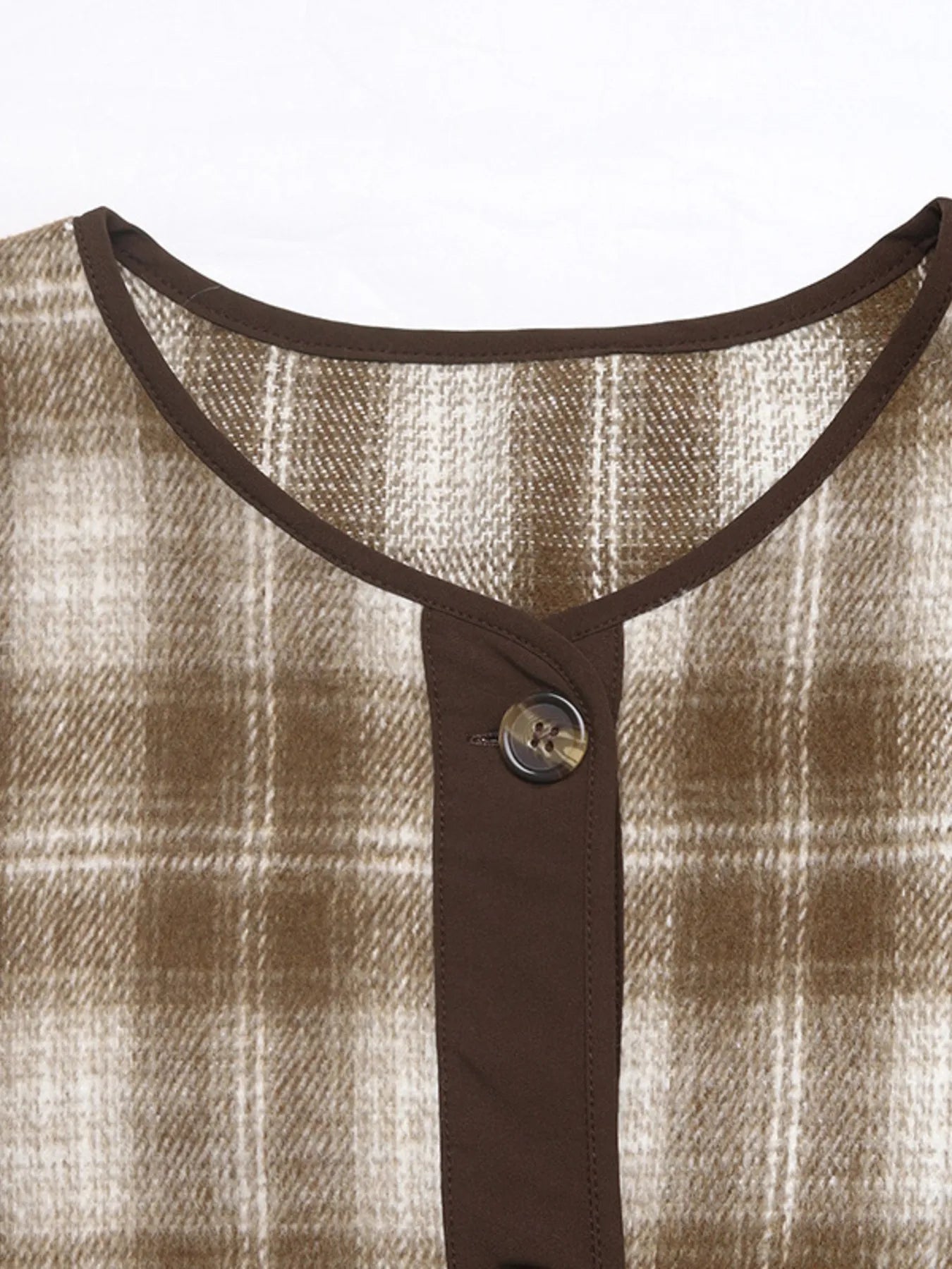 Plaid Long Sleeve Button-Up Jacket Trendsi