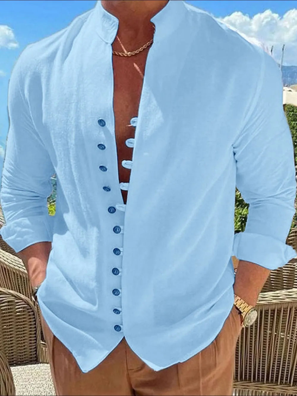 Men's Full Size Button Front Long Sleeve Shirt Plus Size nicholesgifts