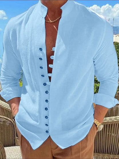 Men's Full Size Button Front Long Sleeve Shirt Plus Size nicholesgifts