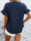 Button Down Ruffled Short Sleeve Shirt nicholesgifts