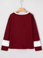 Flower Patched Round Neck Long Sleeve Top nicholesgifts