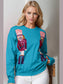 Women Double Take Full Size Nutcracker Sequin Long Sleeve Sweater nicholesgifts
