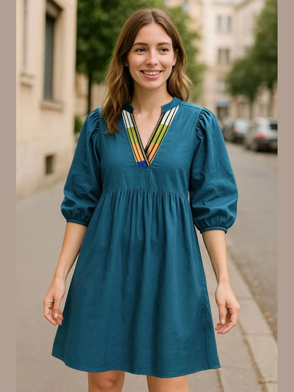 Loose Fit Puff Sleeve Mini Dress nicholesgifts