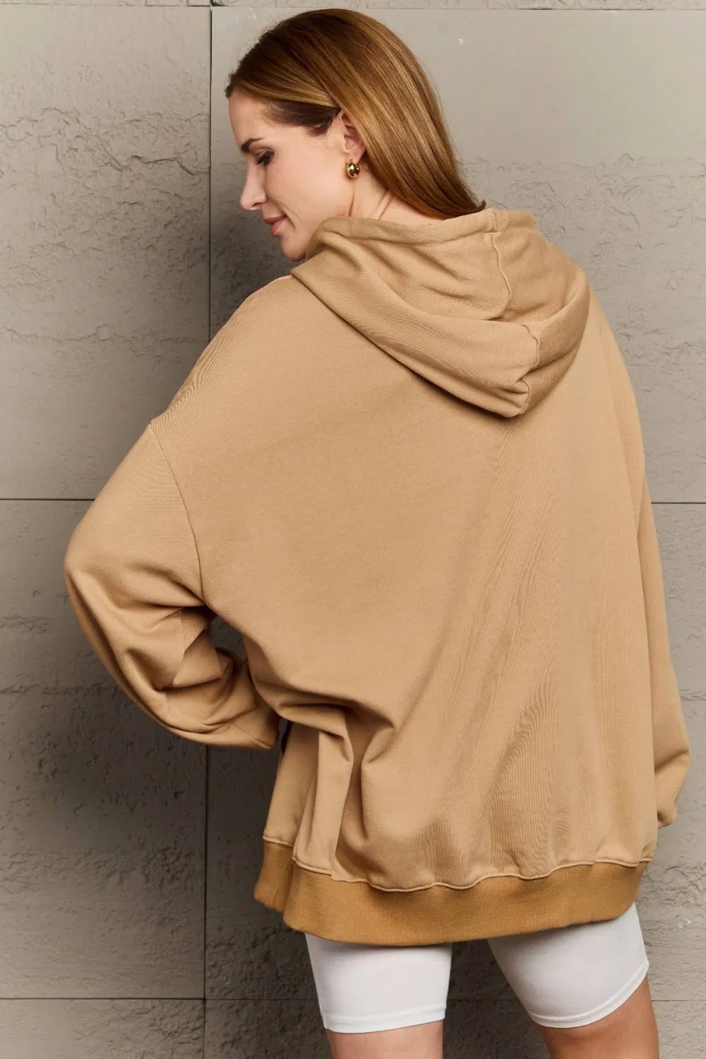 Full Size Long Sleeve Dropped Shoulder Hoodie Trendsi