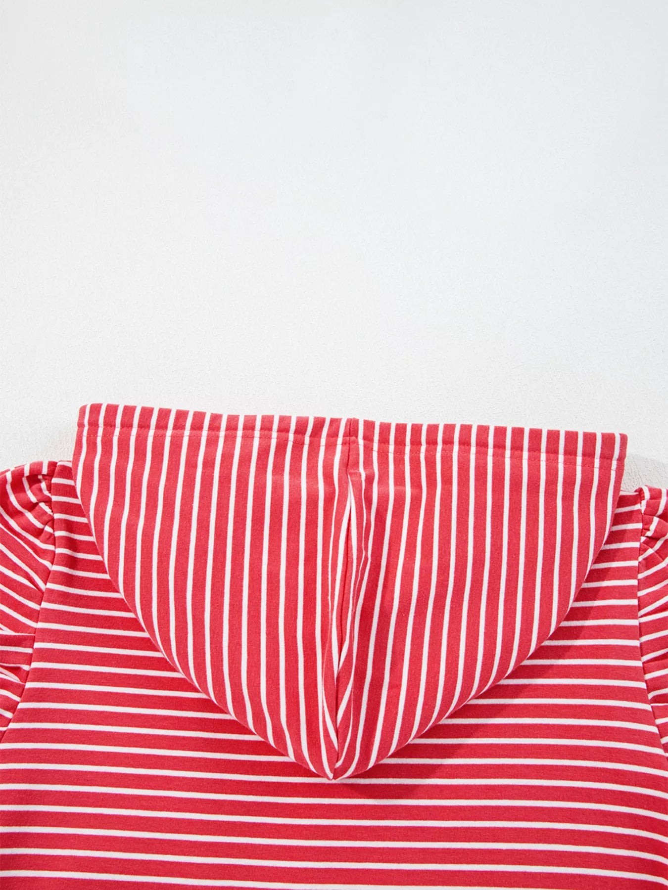 Striped Puff Sleeve Hoodie with Drawstring nicholesgifts