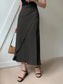 Asymmetric Wrap Midi Skirt with Fluted Hem nicholesgifts