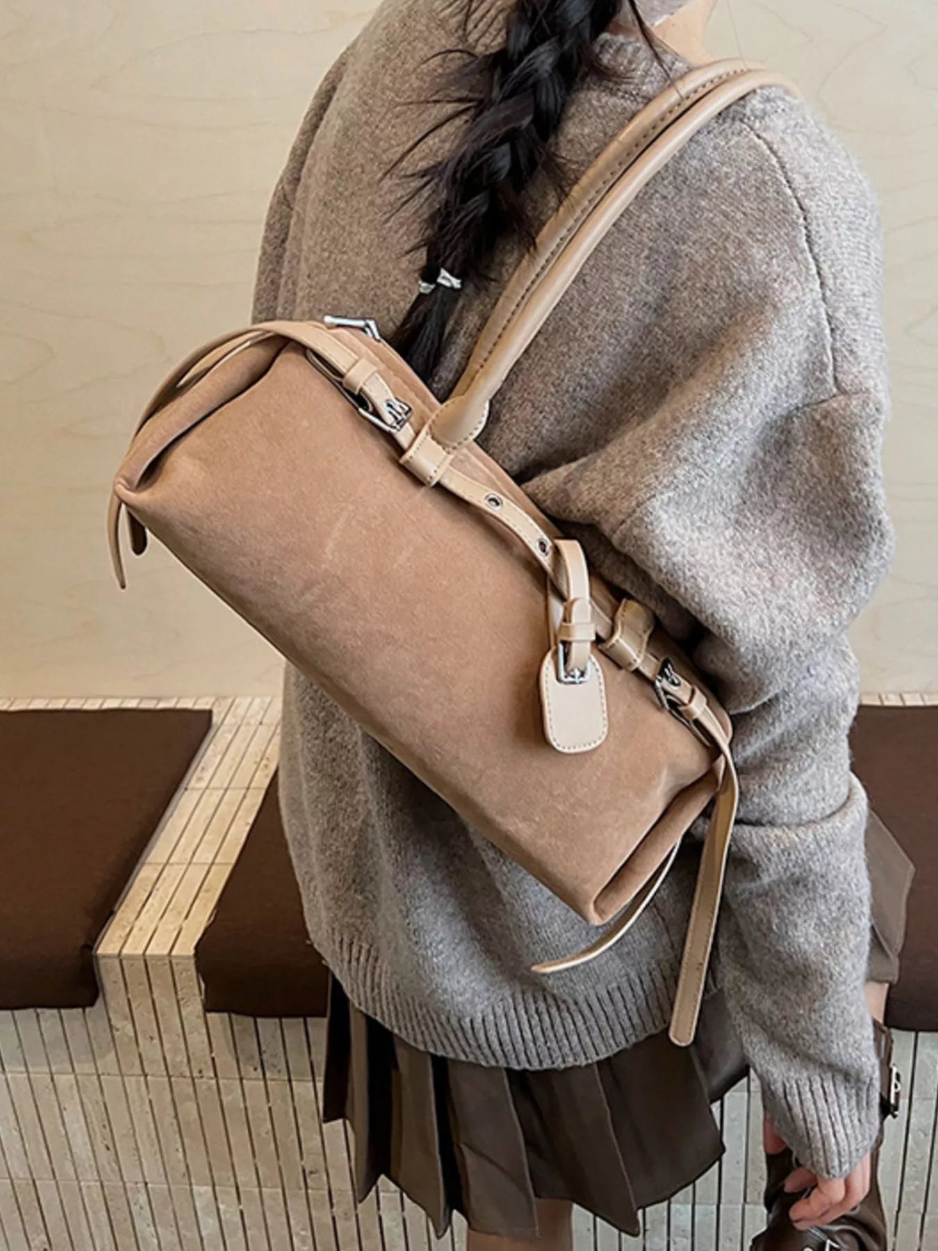 Buckle Decor Shoulder Bag nicholesgifts