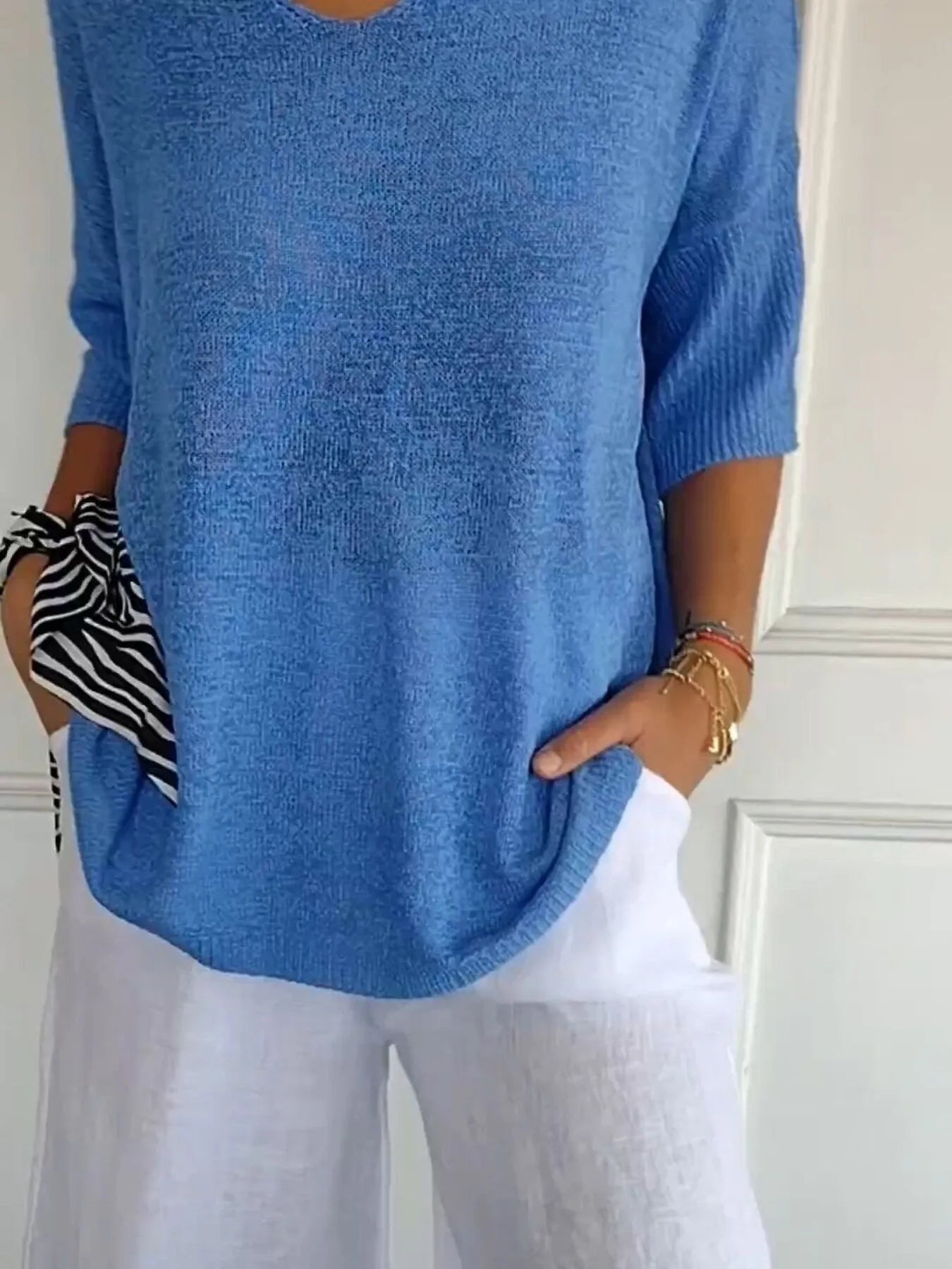 Full Size Relaxed Fit Ribbed Hem Sweater Plus Size
