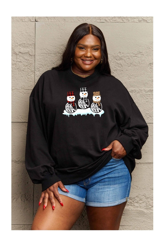 Simply Love Full Size Snowmen Graphic Sweatshirt