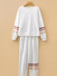 Striped Trim Round Neck Top and Pants Set nicholesgifts