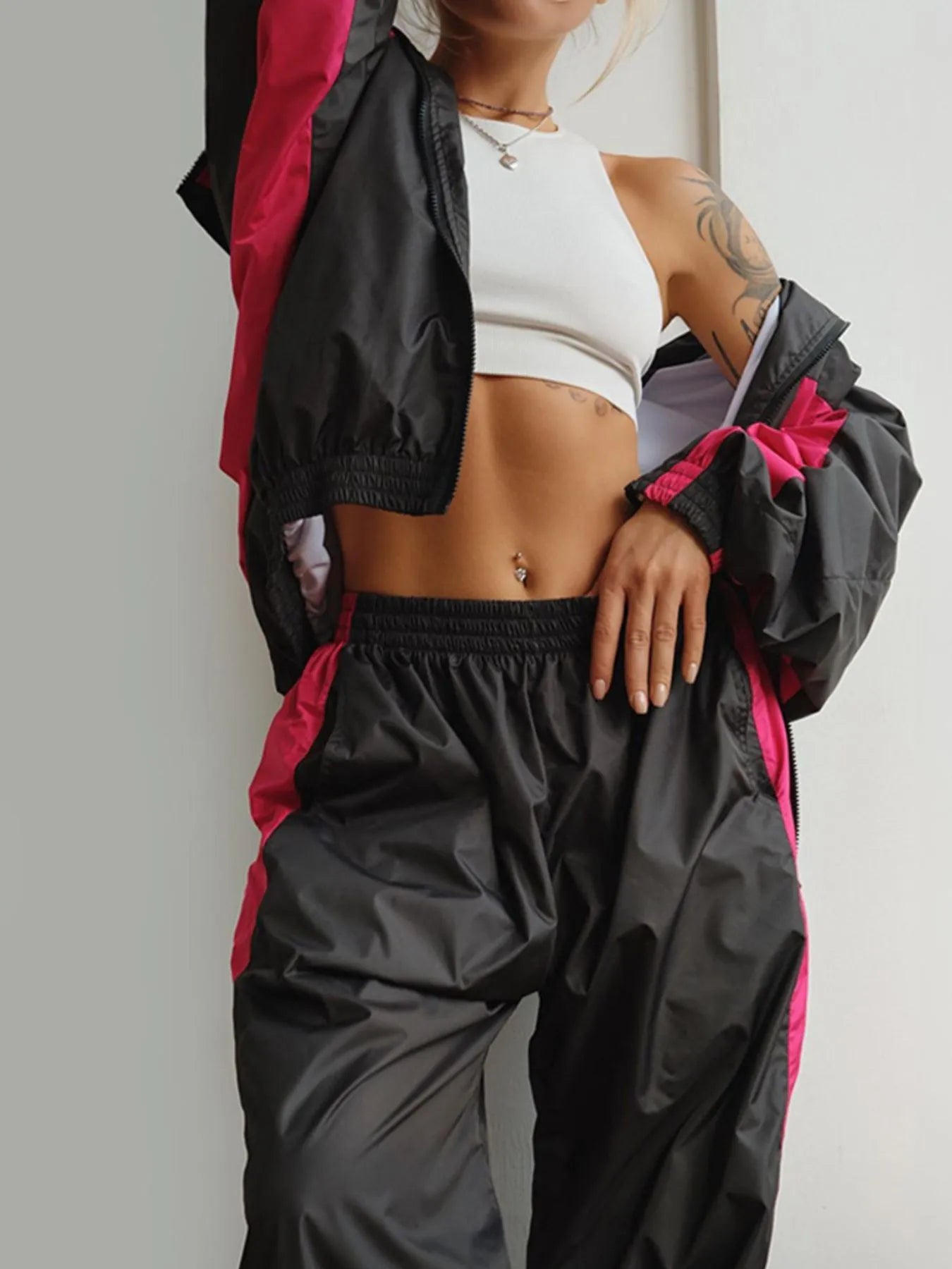 Zip Up Long Sleeve Top and Pants Set nicholesgifts