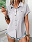 Pleated Detail Collared Neck Short Sleeve Shirt nicholesgifts
