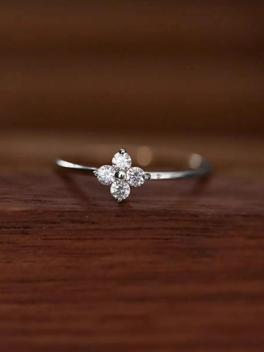 925 Sterling Silver Four-Leaf Clover Ring Trendsi